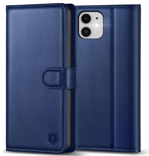 Kuafcase Handyhülle für iPhone 12/12 Pro Hülle Leder Klapphülle Brieftasche Kartenfach Ständer Magnet Handytasche Case Schutzhülle für iPhone 12/12 Pro (6,1 Zoll) - Navy Blau