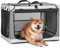 Petsfit Hundebox faltbar für mittlere Hunde, Hundebox für Zuhause Zimmerkennel Hund Verstellbares Design Transportbox Hund, Reißfeste Netzfenster(M, Lichtgrau)