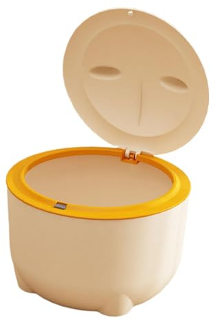 JISADER Katzenstreu-Mülleimer mit Druckdeckel, Katzenabfalleimer mit geschlossener und abgedeckter Katzentoilette, Katzentoilette für Hauskatzen, Beige