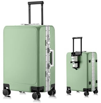 Meoky Hartschalenkoffer großer Koffer 4 Räder leicht TSA Ausgestattet mit einem faltbaren Getränkehalter,2,26in