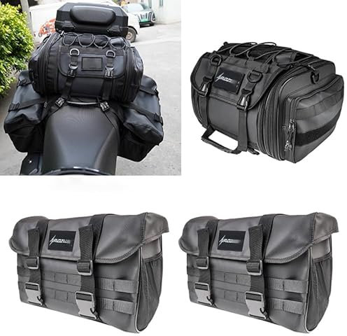 MOOWI Hecktasche Motorrad für Harley Davidson Pan America 1250/1250 Special 2020-2022, Motorrad Hecktasche große Kapazität Erweiterbare Satteltasche Gepäckträgertasche Seite Pannier Schwanz Tasche