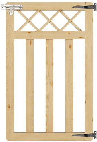 INMOZATA Garden Gate Wooden Pedestrian Gate with Gate Lock and Hinge, 2.5ft Wide x 4ft High (76cm Wide*120cm High)