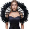 Spitzenkragen Feder Umhang Spitze Gothic Kostüm Federumhang Damen Stola Kragen Accessoire Viktorianisch Raben Kostüm für Halloween, Karneval, Karneval, Cosplay, Maskerade, Bühnenshow