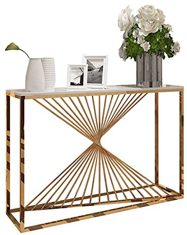 KROVEDY Konsolentisch Wohnzimmer-Sofatisch, Marmor-Konsolentisch, Flur-Beistelltisch, Wandtisch, schmaler Tisch