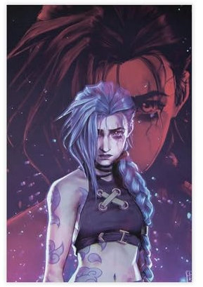 Poster Arcane di Jinx, stampa a tema anime di League of Legends, decorazione per camera da letto, ufficio, camera da letto, regalo, senza cornice, 30 x 45 cm