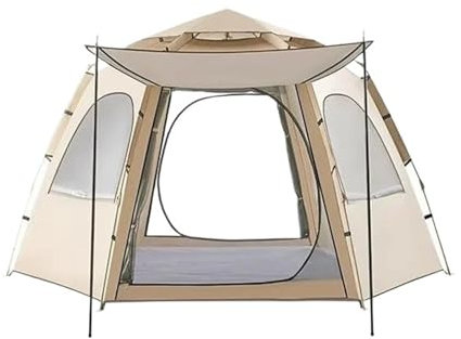 biwakzelt 5-9 Personen Outdoor Faltzelt Instant Pop Up Zelt Tragbares automatisches wasserdichtes Campingzelt mit Baldachin für Wandern Picknick Neu Eisfischerzelt(5-8 Khaki Persons)