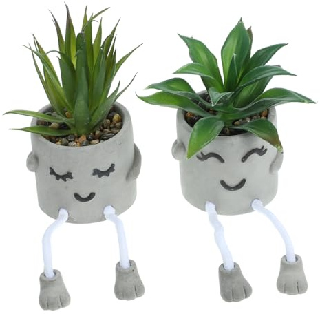 ORFOFE 2pcs Fake Succulent Small Potted Plant Artificial Bonsai Plastic Bonsai for Office Desktop Decor Simulation Plants Fake Potted