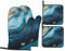 Stone Blue Gold Marble Oven Mitts And Pot Holders 4 Pcs Set - Anti-Skid Oven Gloves, Insulated Microwave Oven Mitts And Cooking Mitts For Kitchen Baking Bbq Grilling
