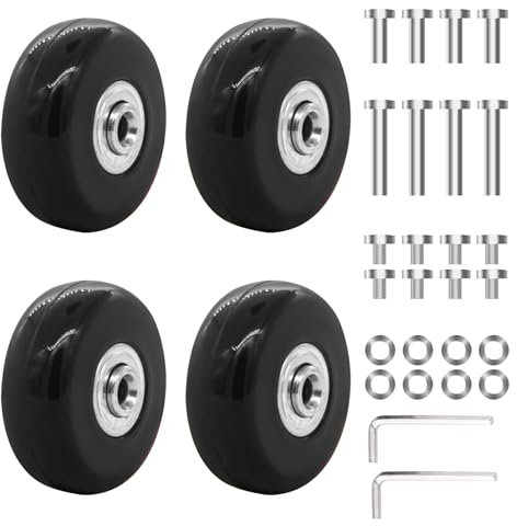 Mokaskaidj 4 Stück Kofferrollen Ersatzrollen, 45x18mm Gepäck Koffer Ersatzräder, Koffer Rollen Ersatz, Gummi Ersatz Räder, Gummi Lenkrollen Kofferrollen Ersatzrollen, Universal Gepäck Ersat Wheel