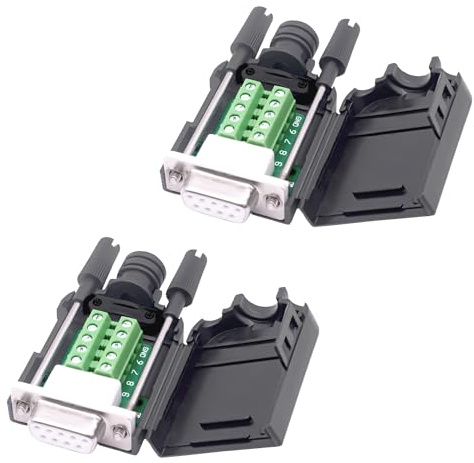 YARCHONN DB9 Lötfreier Verbindungsstück Breakout Board RS232 D-SUB 9 Poliger serieller Adapter Klemmenblock mit Fall-2Packs (Buchse)