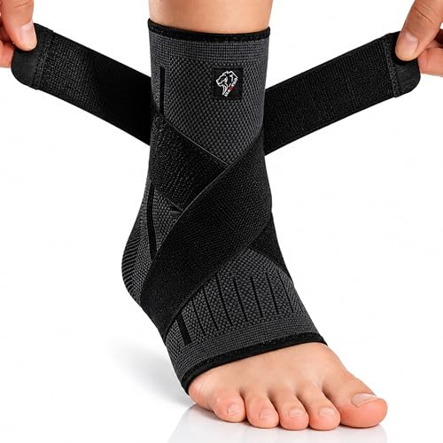 NEO X-PRO Sprunggelenkbandage - Einstellbares Fußbandage - Flexible knöchelbandage - Ultradünn Fußgelenkbandage - Komfortabel - Rechte und Linke Fußgelenk - Damen und Herren (Schwarz, S)
