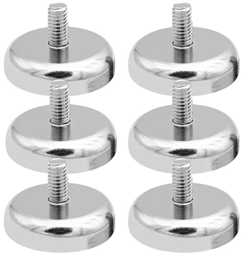 6 x Neodym Magnete Ø 36mm mit M6 Gewinde, 45kg Haftkraft Magnetsysteme, Runde Neodym Magnete mit Gewinde, Extra Stark Magnete für Schrauben Öse oder Haken