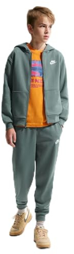 Nike Kinder Nsw Club Ft Hd Fz Ls Lbr Jacke, Mineral Slate/White, 13/15 Jahre