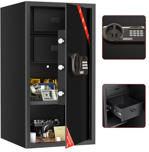 KABISAFE 104L Large Safe Box with 2 File Drawers and Digital Keypad Spare Keys, Anti-Theft Cabinet Safe Box for Home Office Hotel Retail Store Cash Document Bag IDs Jewelry Storage