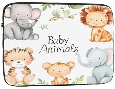 Zoo Animal Laptop Hülle 12 Zoll Cute Elephant Laptop Tasche für Damen Herren Wasserabweisend Business Computer Tragetasche Stoßfest Notebook Sleeve
