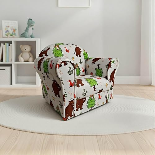 Kidsaw Kids Armchair Toddler Chair - Wood Frame - Thick Padding (Gruffalo Light Grey)
