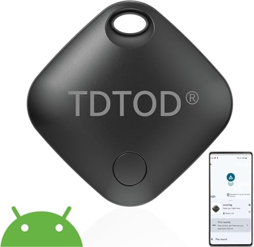 Air Tracker Tag Android,Smart Tag Localizzatore GPS per Android Funziona con Google Dov'è App Bluetooth Tracker Compatibile con Trova dispositivo (Solo Android) per Chiavi/Bagagli (Nero, 1 Pack)