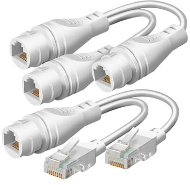FINEANDENG Ethernet Cable Splitter 1 Pair of Waterproof RJ45 Splitter 1 to 2 Way Dual Ethernet RJ45 Converter Kit for Routers,Set-Top Boxes,Surveillance Cameras,etc