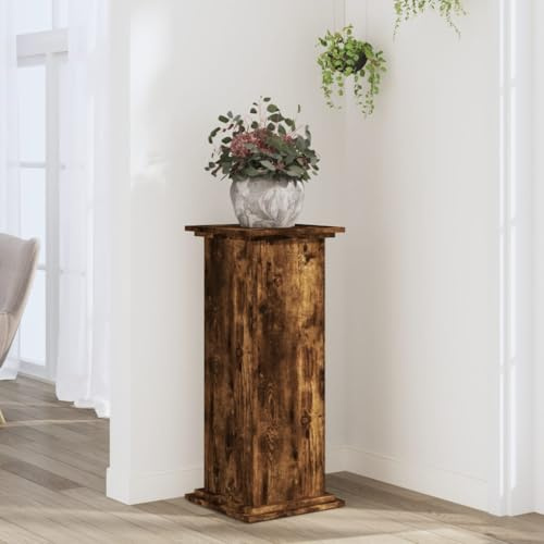 Frdhee Blumenständer Außenpflanzenhalter,Pflanzenständer Räuchereiche 33x33x80 cm Holzwerkstoff,Pflanzständer für Verschiedene Pflanzentöpfe