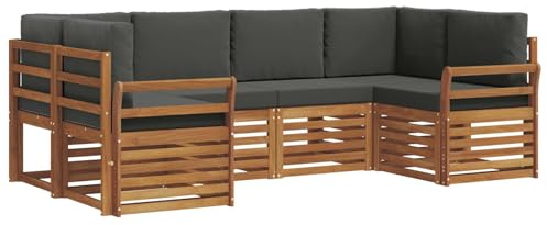 vidaXL Sofagarnituren 20 pcs Natur und Anthrazit Massivholz Akazie, Garten und Terrasse, modernes Outdoor-Sofa, gemütliche Lounge, langlebige Sitzgruppe