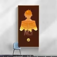 BMGKYAGL Kamisato Anime-Poster Gen-shin Impact Game Wandkunst Dekor Zhongli Hu Tao Moderner Leinwanddruck für Wohnzimmer Schlafzimmer (20x40cm/Innenrahmen)