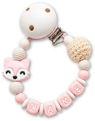 Schnullerkettenwelt Schnullerkette mit Namen personalisiert Baby Geschenk | Personalisiertes Babygeschenk zur Geburt, Taufe & Babyparty – Silikon & Holz, Handarbeit, für Mädchen & Jungen
