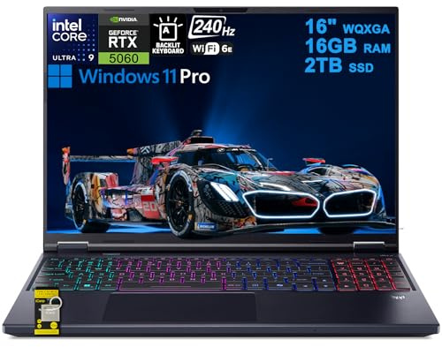 Acer Predator Helios Neo 16S AI Gaming Laptop 16 2560x1600 OLED 240Hz (100% DCI-P3 G-SYNC) Intel 24-core Ultra 9 275HX 16GB DDR5 2TB SSD GeForce RTX 5060 GDDR7 (fino a 572 AI Top) s) Win11Pro. Hub