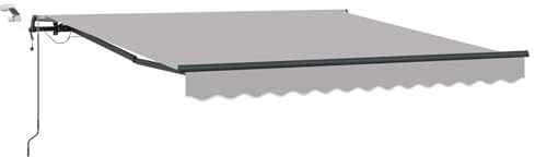 Roanoer Tenda da sole con braccio articolato, 300 x 250 cm, grigio chiaro, tenda da sole elettrica retrattile in poliestere, tenda da sole motorizzata per terrazze con telecomando e sensore per