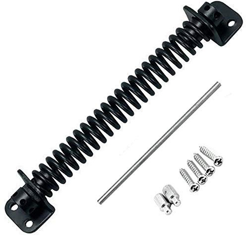 Homezone® Vintage Style 10 Black Galvanised Plain Ring Gate Latch Garden Gate Lock Shed Door Latch Catch with Fittings (Gate Spring)