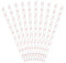 PartyDeco SPP7-081J Lot de 10 pailles en papier Blanc avec cœurs roses 19,5 cm