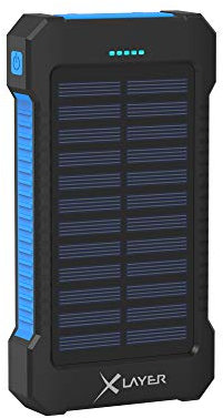 XLayer Solar Power Bank I 8000mAh I Schnellladen I Camping I Outdoor Ladegerät I Akkupack I Solarpanel I kompatibel mit iPhone 15/14/13/12/Plus/Mini/Pro/Pro Max, Samsung Galaxy S23 Ultra/S22