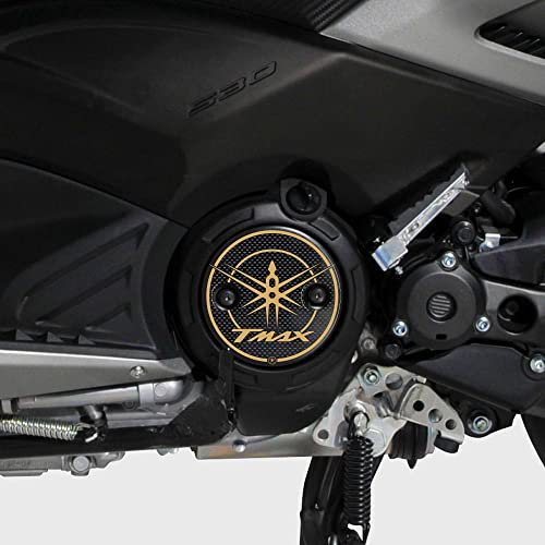 labelbike - 2 Adesivi in Resina 3D Decorazioni e Protezioni Carter di Moto Scooter compatibili con YAMAHA TMAX 500-530 dal 2001 al 2016 - Colore Carbonio Oro