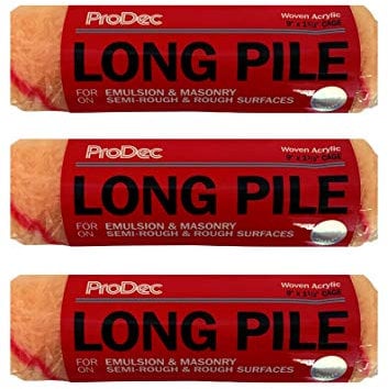 ProDec 9 x 1.5 Inch Long Pile Masonry Roller Sleeves Covers Refill Heads for Rough and Semi Smooth Surfaces, Timber, Shed and Fence,Emulsion and Exterior Paint - 3 Pack