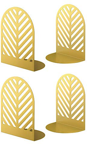 QiMing Serre-Livres à Feuilles pour Livres,2 Paire de Porte-Livres en métal pour étagères de Bureau Cadeau pour Adultes et Enfants