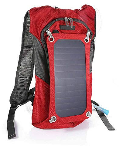 Borsa solare multifunzione, zaino da esterno con pannello solare da 6,5 W, borsa di ricarica USB, adatta per ciclismo, escursionismo, campeggio, ecc.(red)