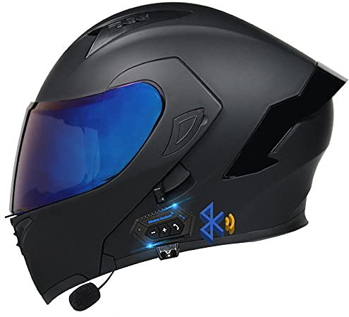 CNNGU Motorrad Integrierter Bluetooth-Helm, Motorrad-Klapphelm Mit Anti-Fog-Doppelscheib, ECE-geprüft, Mehrluftkanaldesign, Belüftung Und Wärmeableitung, Abnehmbare Auskleidung