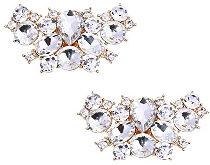 2PACK Luxuriöse Strass Kristall Schuhclips, Elegante Dekorative Schuhclips für Pumps, Hochzeitsfeier, Brautschuhschnallen-Clips, Abnehmbare Schmuckclips für Kleid, Hut, Schal, Tasche ...