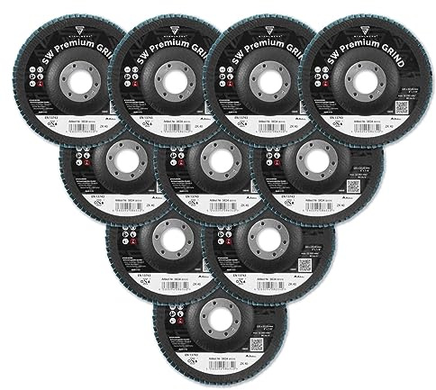 STAHLWERK PREMIUM GRIND P40 Fächer- und Lamellenschleifscheibe Ø125 mm | Schleifscheibe zum Schleifen und Entgraten, praktisches Set mit 10 Stück