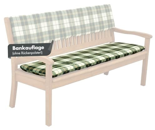 Doppler Bankauflage für 3-er Sitzbank I Bankauflage Bankkissen für die Gartenbank I Grün kariert I Maße Auflage 150 cm x 45 cm x 6 cm