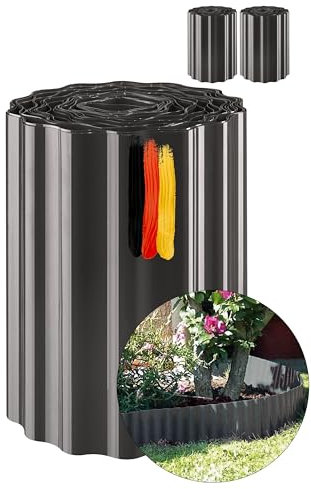 Novatool Rasenkante Kunststoff 15 cm hoch I 2x9 Meter I Anthrazit I Beeteinfassung Gießrand Begrenzung Garten Beetumrandung Beeteingrenzung Rasenbegrenzung Rasenumrandungen Beetumrandungen