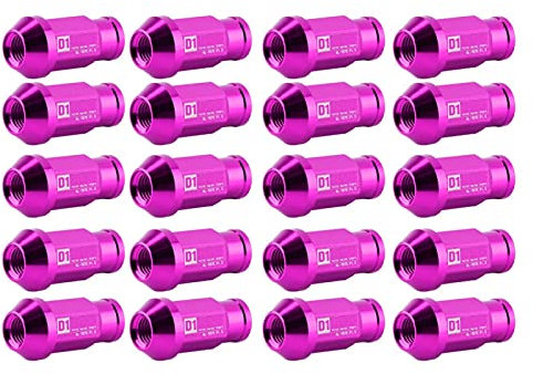 Akozon 20 Stück Radmuttern Rad Muttern Aluminium Autoreifenschraube Radmuttern M12x1,5 Selbstsichernde Sechskant Muttern Autoreifenschraube Radmutter Rennradmutter Universal (Lila)