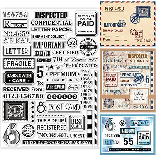 GLOBLELAND 11.7x8.3 Zoll Vintage Flugtickets Transparente Silikonstempel Poststempel Klare Stamps Porto Postkarten Silikonstempel Für Kartengestaltung DIY Prägung Journaling