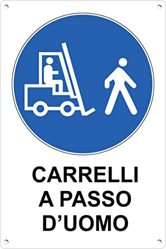 Pubblimania Carrelli a passo d'uomo, alluminio 3 mm di spessore. Cartello in metallo (Cm 30x40, Carrelli a Passo d'Uomo)