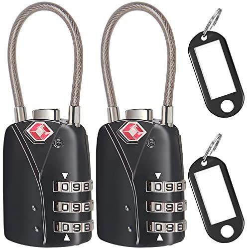2PC TSA Approved Luggage Locks Combination Padlocks, 3Digit Security Padlock Lock for Travel Bag Case Luggage Suitcases Gym Locker Travel Accessories