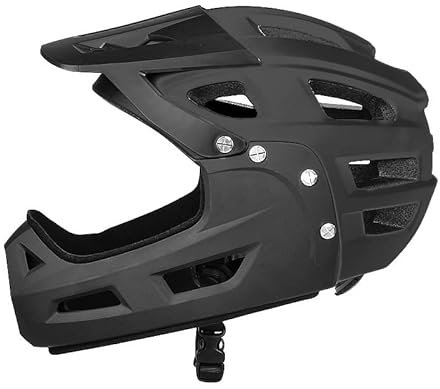 Lightweight Full-Face Mountain Bike Helmet, Adult Cycling Helmet with Sun Visor, Breathable Bicycle Helmet with 18 Ventilation Ports, Bike Helmet for Men Women -Black