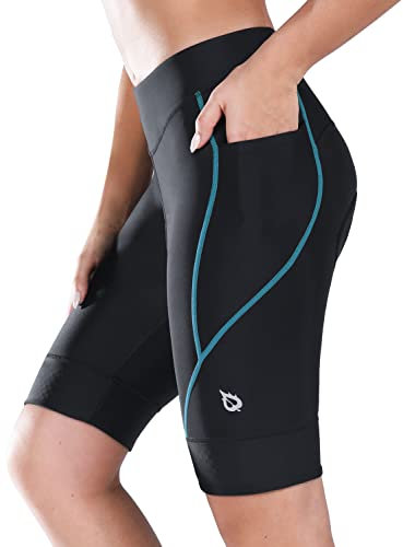BALEAF Damen Radhosen 4D gepolstert Radfahren Spinning Straße Fahrrad Taschen breiter Bund UPF50+ Blau XXL