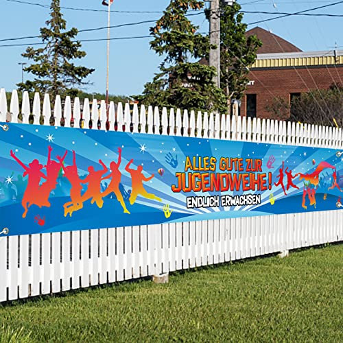 Alles Gute zur Jugendweihe Banner, 250cm x 45cm Jugendweihe Deko Banner Endlich Erwachsen Endlich Erwachsen Party Dekoration Erwachsen Dekoration Hängedeko Mädchen Junge