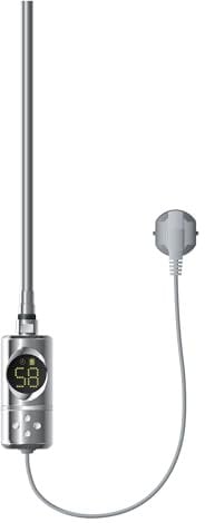 ML-Design Elemento Calefactor Eléctrico 1200W de Acero Inoxiable Cromado para Radiadores, con Termostato y Pantalla Digital, Regulador Electrónico y Temporizador, Calentador de Inmersión con Enchufe