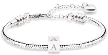 TOLOWOBK Armband Damen mit Buchstaben, Geschenke für Mädchen Charm Armband Mädchen Silber Schlangen Armbänder Jahrestag Valentinstag Geburtstag Geschenke für Mama Töchter Enkelin Schwester Freundin