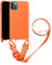 Handykette Handyhülle kompatibel mit Apple iPhone 15 Pro Max Necklace Hülle Nylon Schultergurt Weich Silikon TPU Cover mit Kordel zum Umhängen Schutzhülle mit Stylische Band(orange)